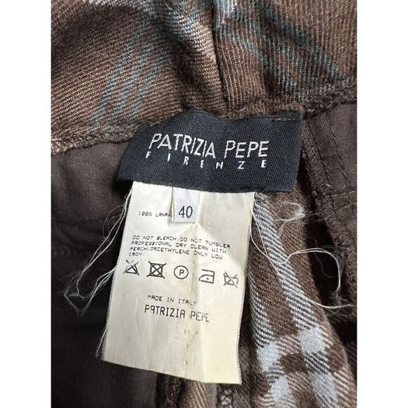 Patrizia Pepe Classic Plaid mid rise Brown 100% Wool Pants sz 40 - Picture 12 of 14